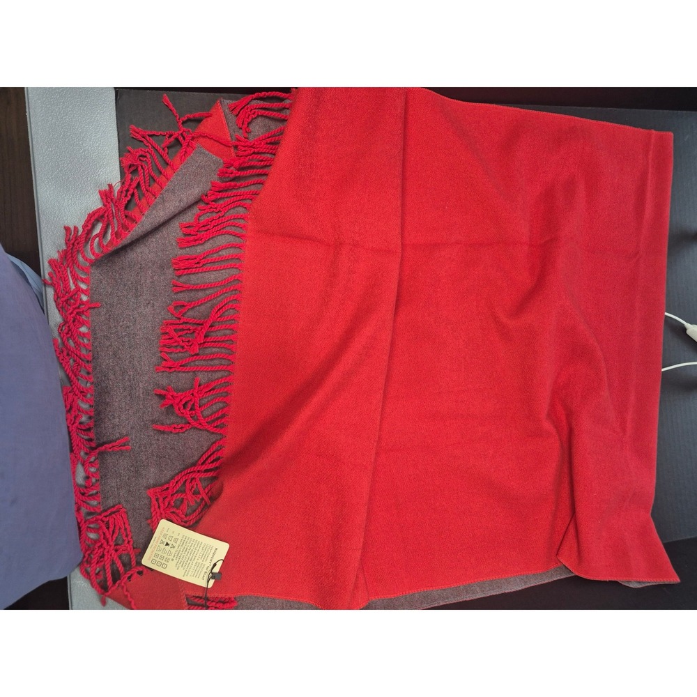 RIIQIICHY Red Grey Reversible Oversized Scarf Wrap Pashmina Shawl with Fringe